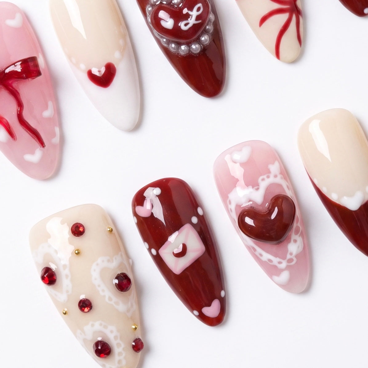 Valentine zodiac press on nails inspired by Rooster energy and confidence