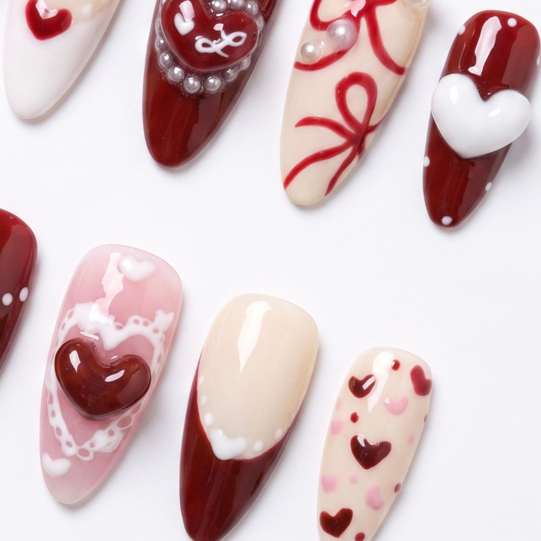 Valentine zodiac press on nails inspired by Rooster energy and confidence