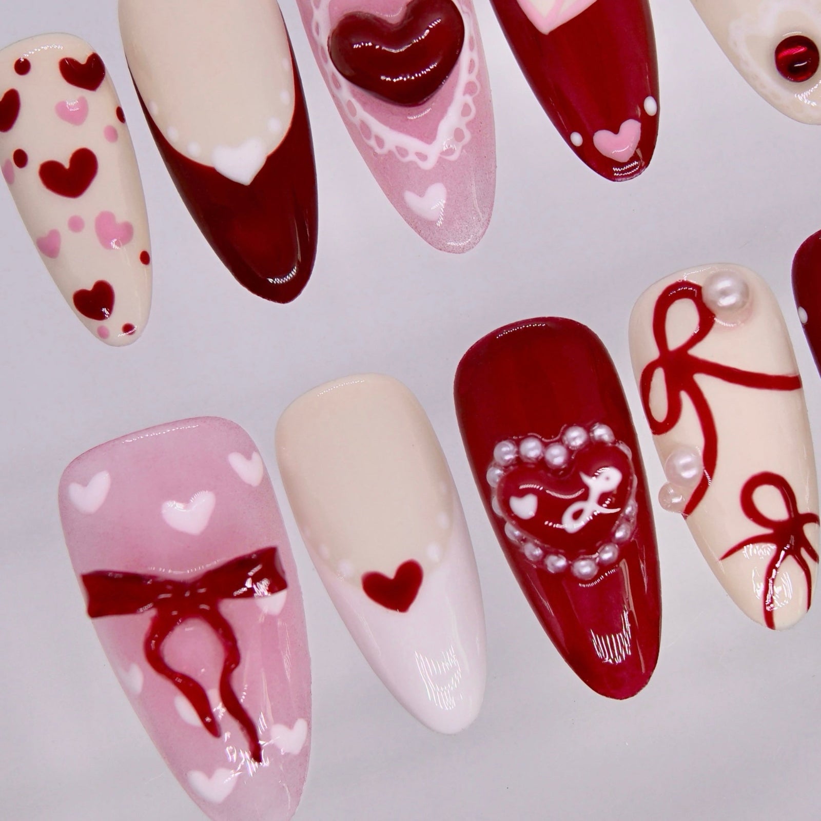 Valentine zodiac press on nails inspired by Rooster energy and confidence