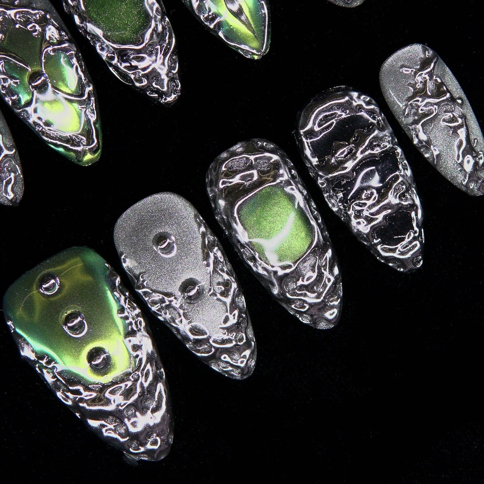 Organic sculptural detailing resembling natural mineral surfaces.